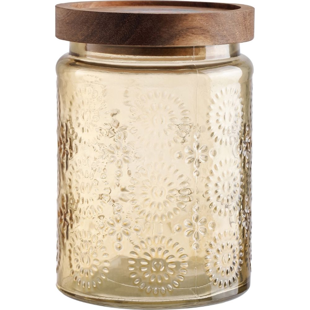 [731161] Bocal en Verre Gravé Jaune Kasa 10x14cm