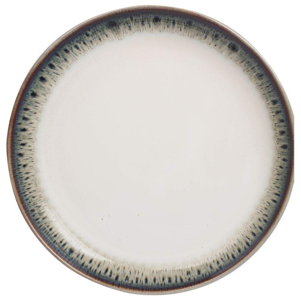 Assiette Plate Kasa en Porcelaine Blanche Côtelé 26cm