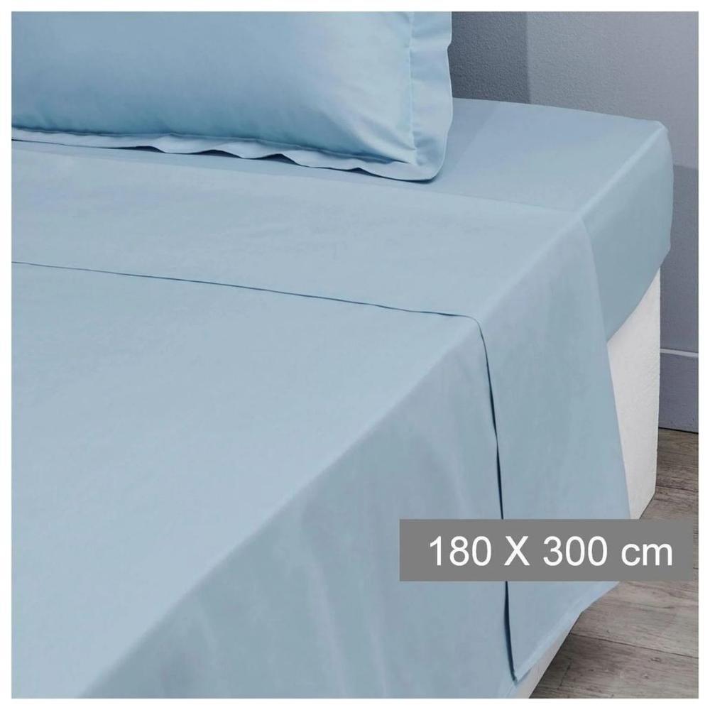 Drap Plat Bleu Clair 100% Coton Tex Home 180x300 cm