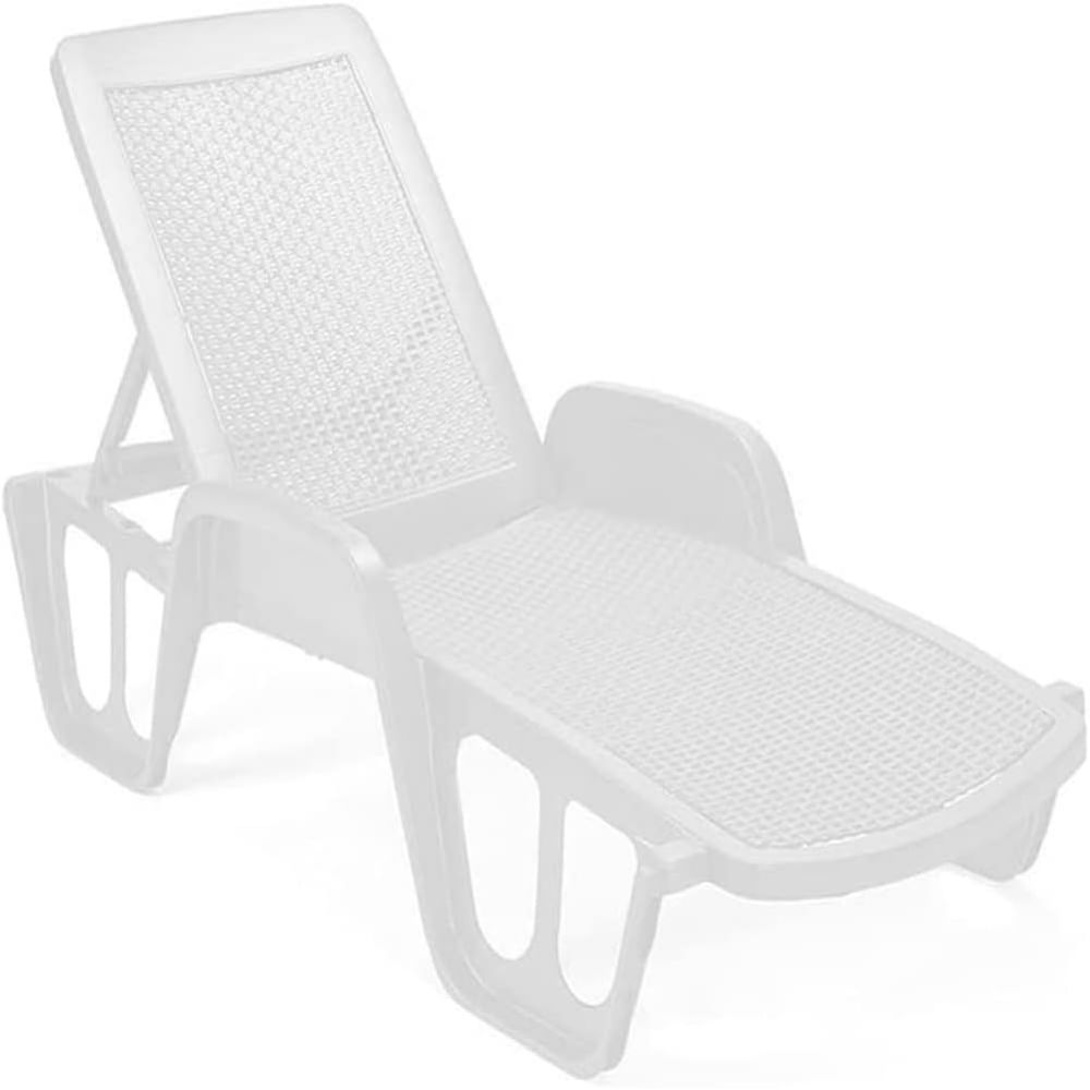 [660880] Bain de Soleil Transat d'Extérieur Pliable Blanche 71x192x100 cm