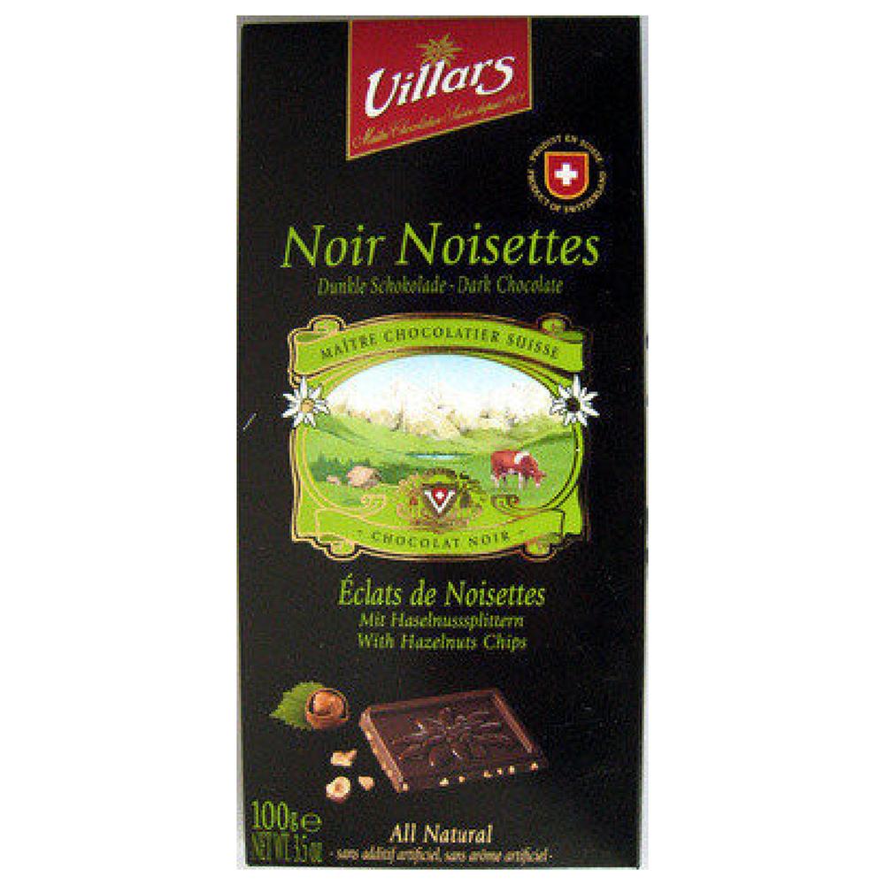 Tablette de Chocolat Suisse Noir Noisettes Villars 100g