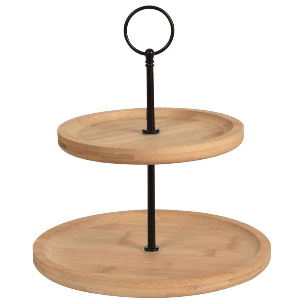 [695235] Plateau de Service 2 Niveaux en Bambou 16,5/21,5 cm