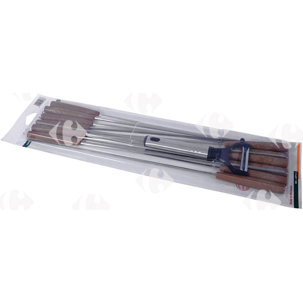 [635605] Série de Broches Inox à Manche en Plastique Lamacom 12 unités + Eplucheur.