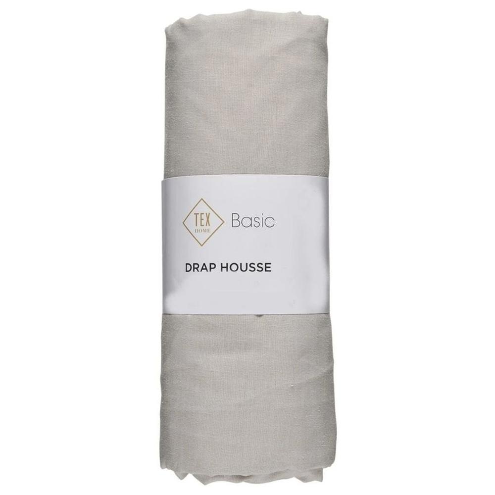 Drap Housse Percal Beige Clair 100% Coton Tex Home 90x200 cm
