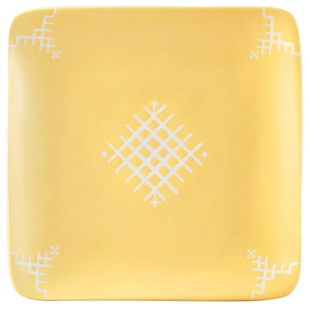 [716704] Assiette Plate Carrée Aperçu Jaune Kasa 18cm 