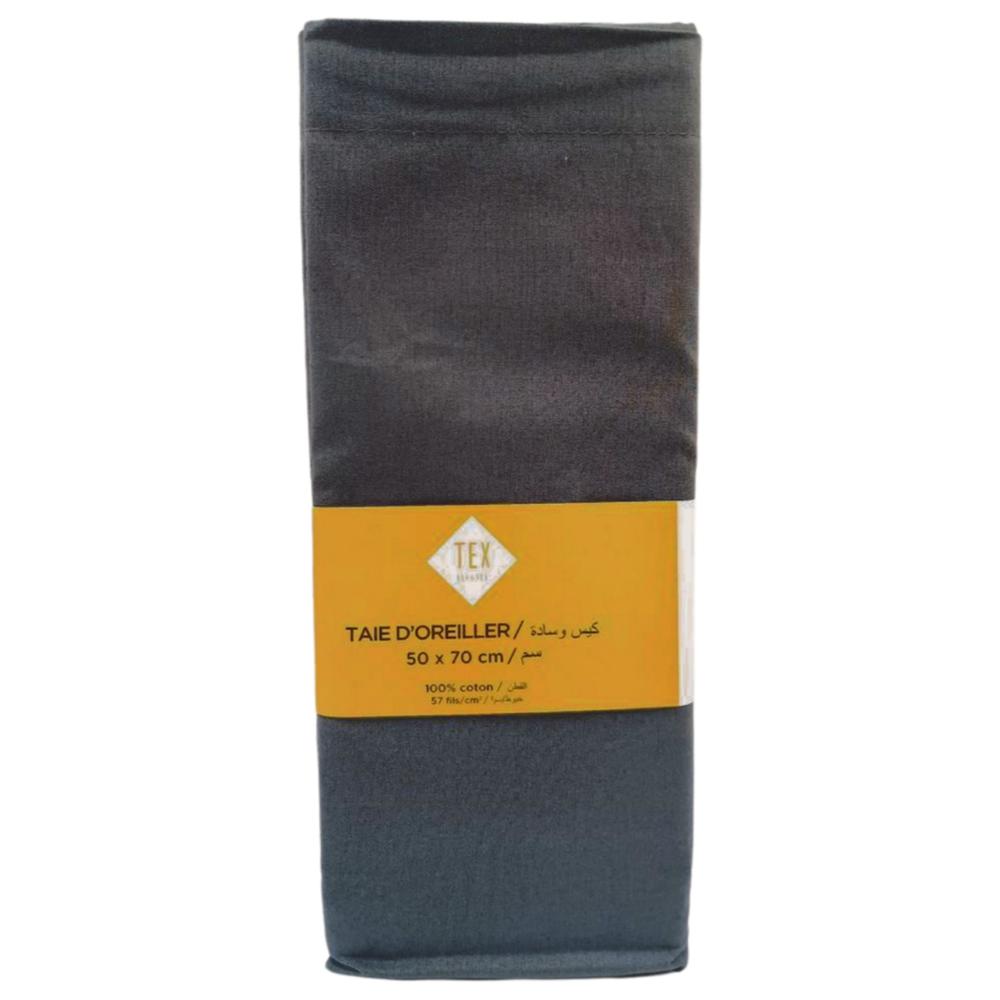 [651050] Taie d'Oreiller Gris 100% Coton Tex Home 50x70cm