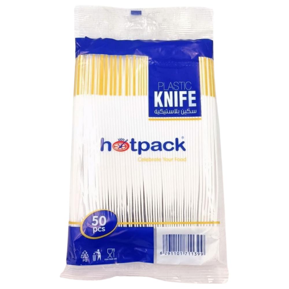 Pack Couteaux en Plastique Blanc 50 unités.