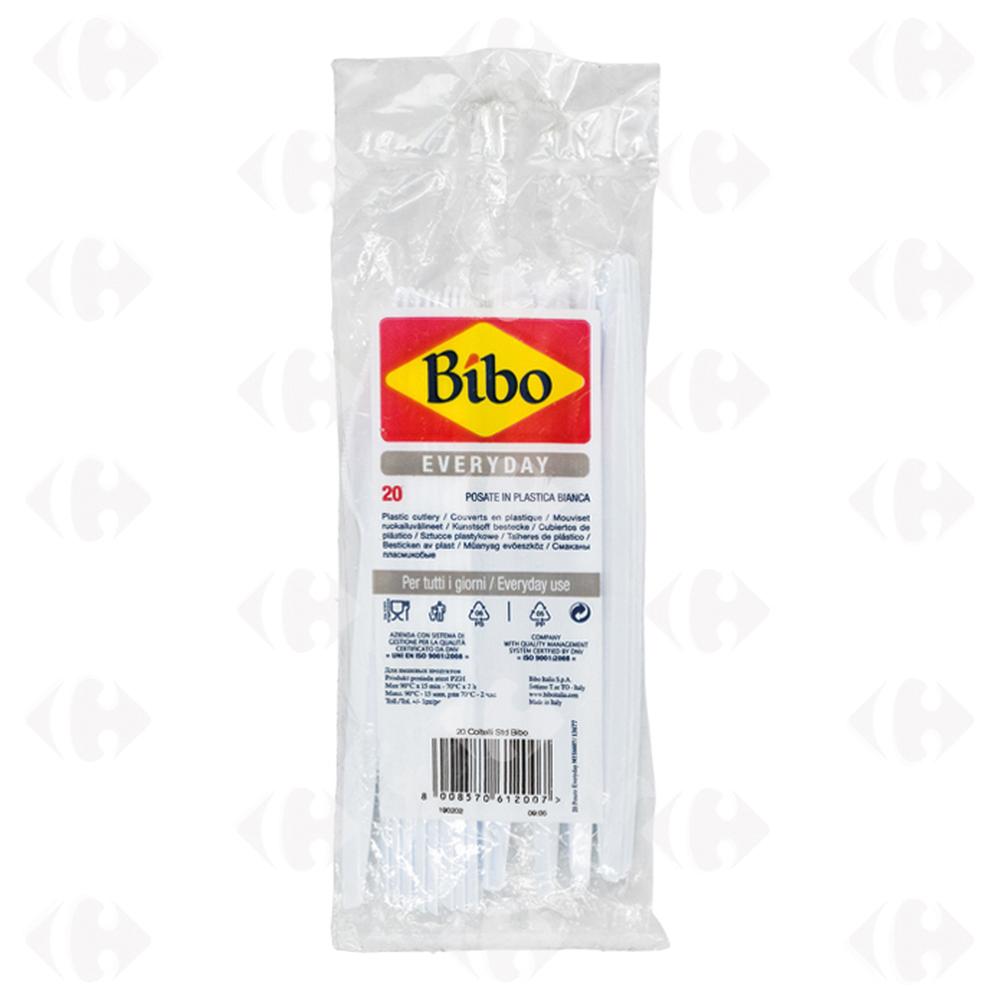 [3167] Couteaux en Plastique Blanc Bibo - 20 pièces