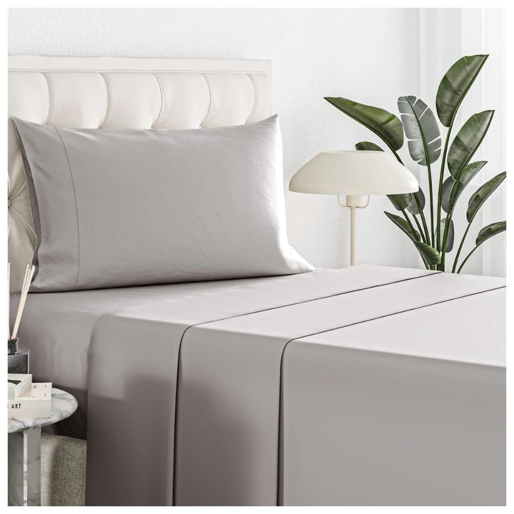 Drap Plat Percal Gris Clair Tex Home 270x300 cm