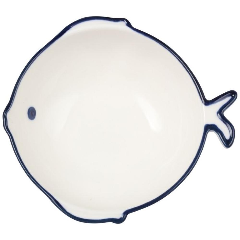 Bol en Porcelaine Poisson Blanc Kasa 14cm