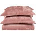 Couvre-lit en Velours avec 2 taies d'oreiller Rose.