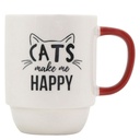 Mug Kasa en Porcelaine Blanche Chat Manche Rouge 40cl