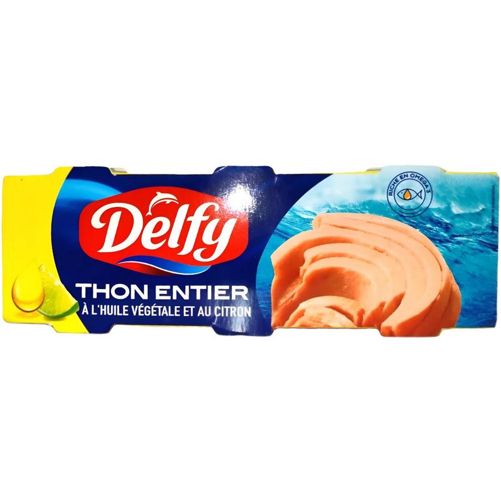 Thon Entier à l'Huile Végétale et Citron Tripack Delfy 3x85g