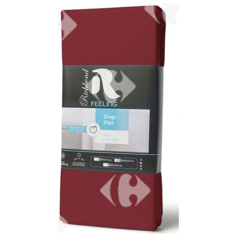 Drap Plat en Microfibre Grenat 100% Cotonelle Richbond 180x270cm.