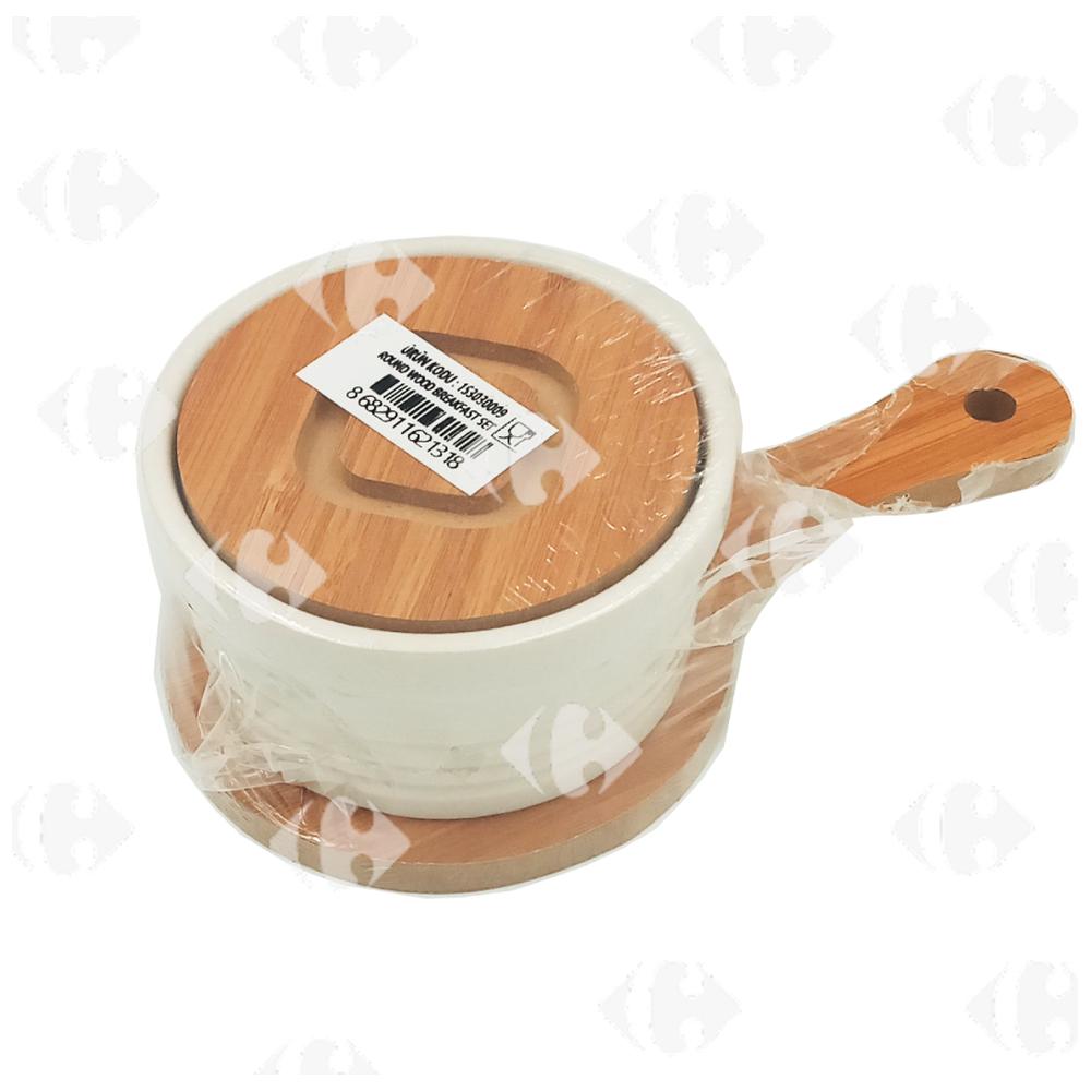 [695834] Ravier Rond avec Support en Bois de Bambou 9cm.