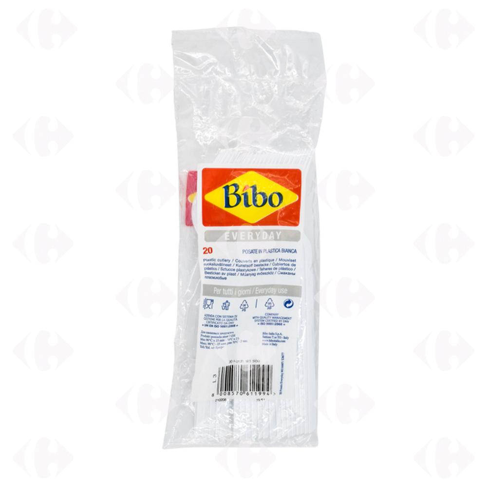 Fourchettes en Plastique Blanc Bibo - 20 pièces.