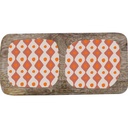 Plat Deux Compartiments Porcelaine et Bois Diamant Kasa 20x10 cm