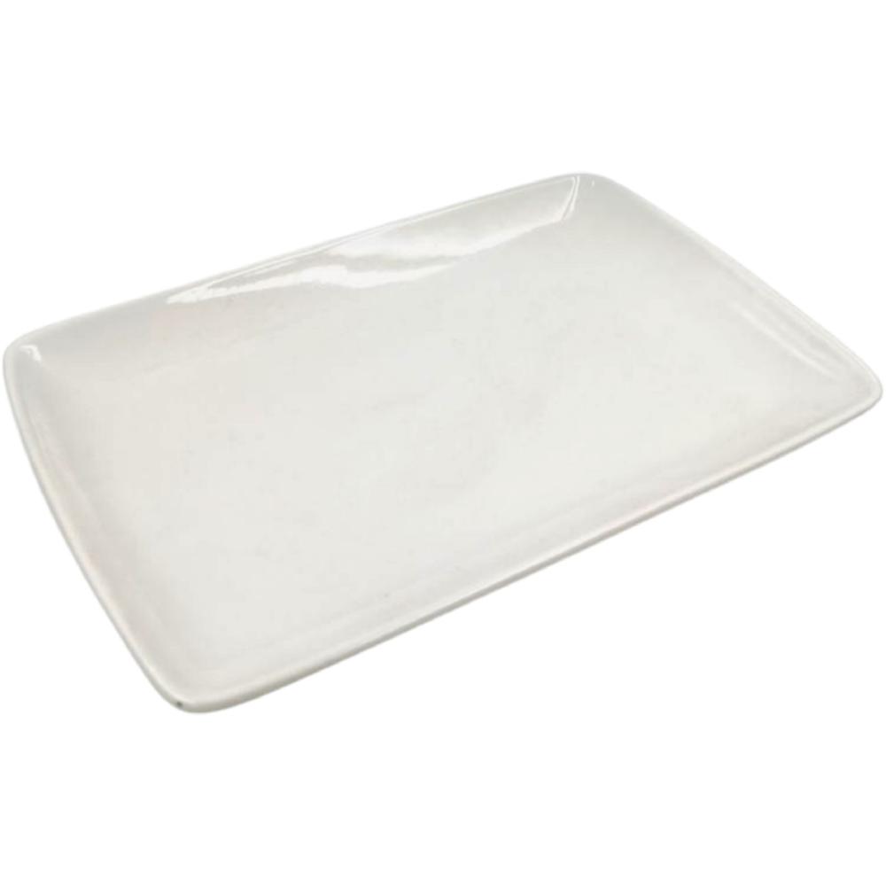 [622959] Assiette Rectangulaire Blanc en Porcelaine Carrefour Home 305x210x25mm.