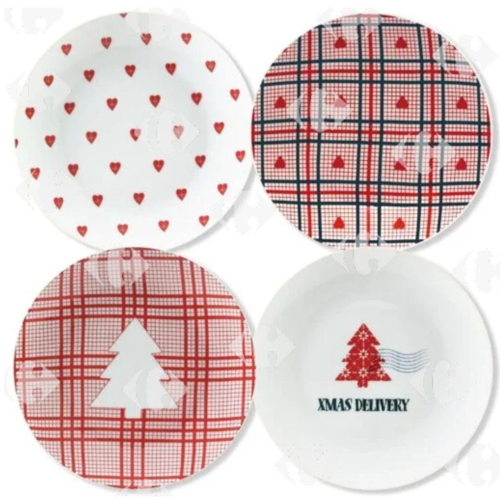 Lot de 4 Assiettes Dessert Xmas 19cm.
