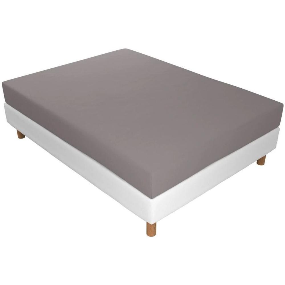 [710362] Drap Housse Gris Foncé 100% Coton Uni Jersey Tex Home 140x200 cm