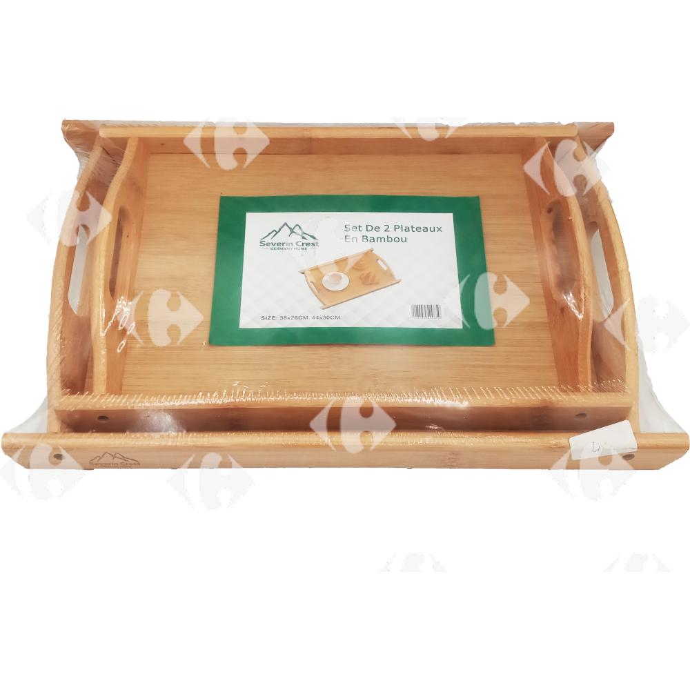 Set de 2 Plateaux en Bambou 38cm-44cm.