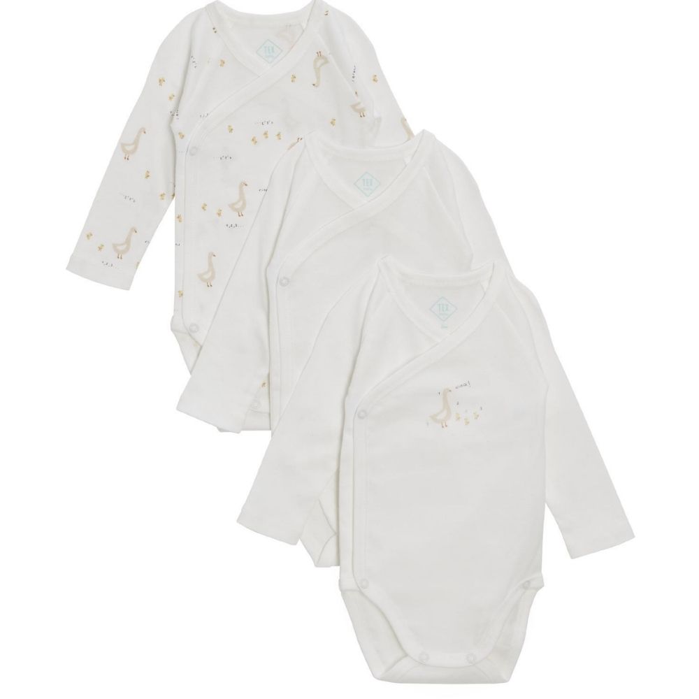 [729079] Body pour Bébé Manche Longue Ecru 3 Pièces