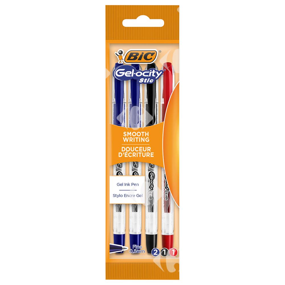 [667511] Pochette de 4 Stylos Gel-Ocity Stic Bic 0,5mm 4 unités