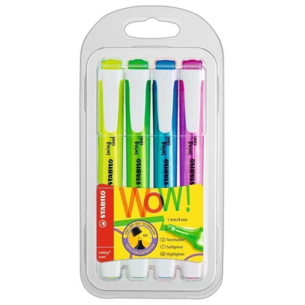 [685787] Surligneur Swing Cool Stabilo 4 couleurs.