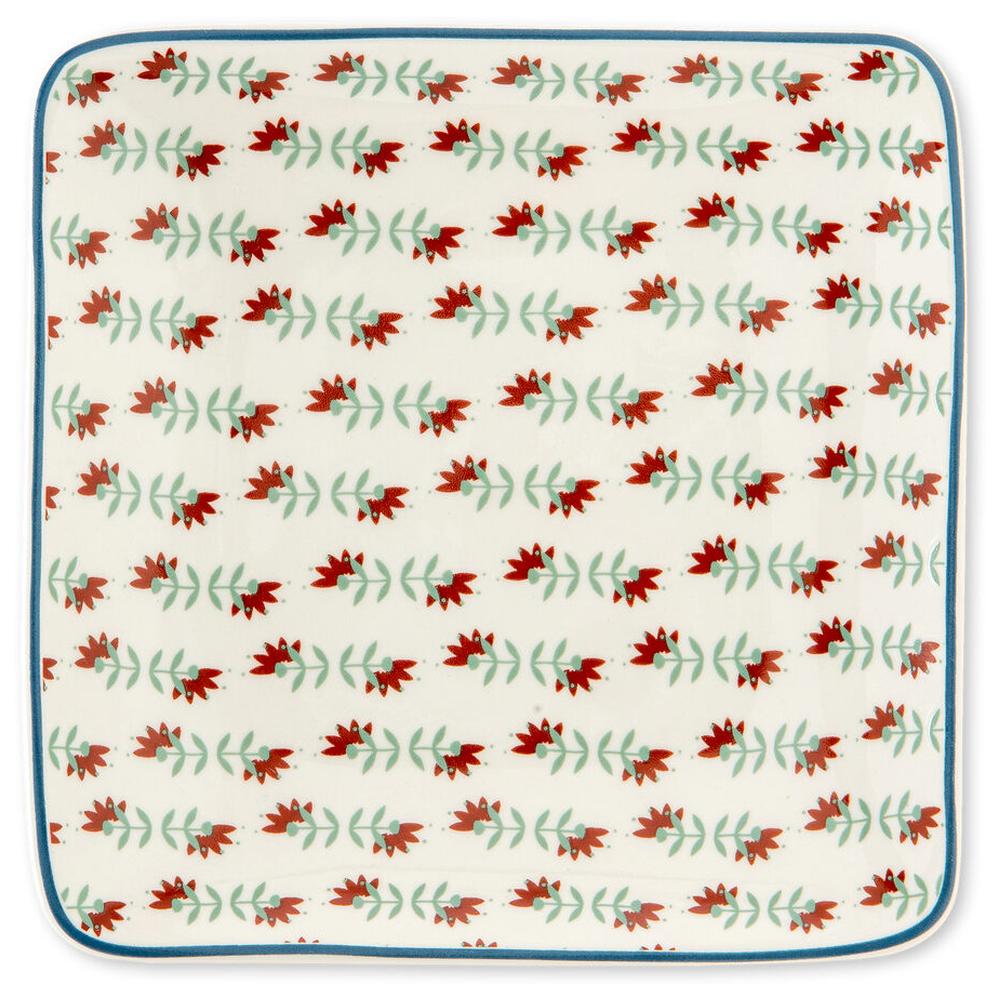 [711120] Assiette Plate Porcelaine Carre Blanche Cottage Kasa 12x12cm