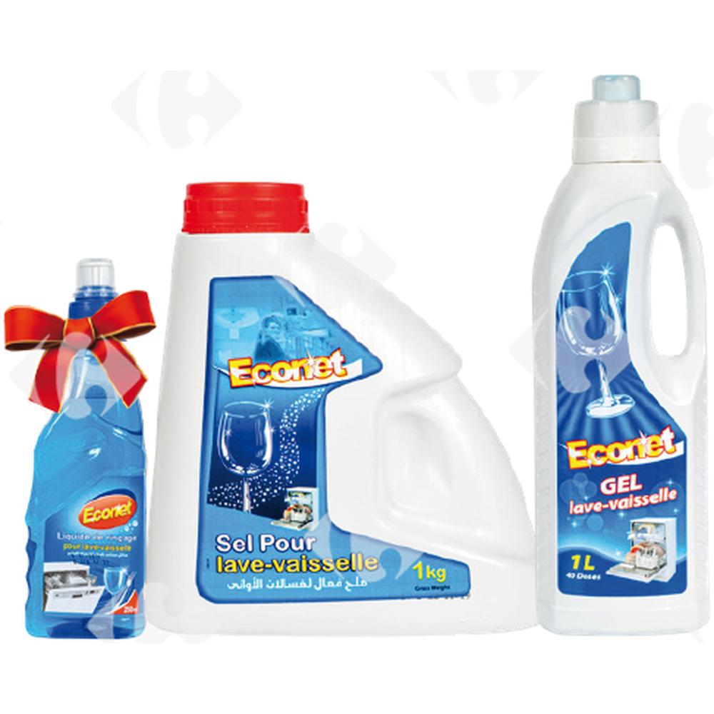 Lot de gel Lave vaisselle Econet 1L + Sel pour lave vaisselle Econet 1kg