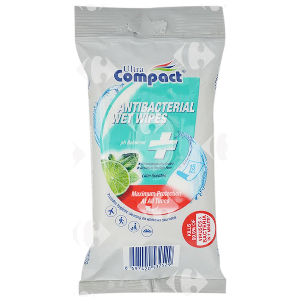 [645019] Lingettes Antibactériennes Ultra Compact 15 feuilles