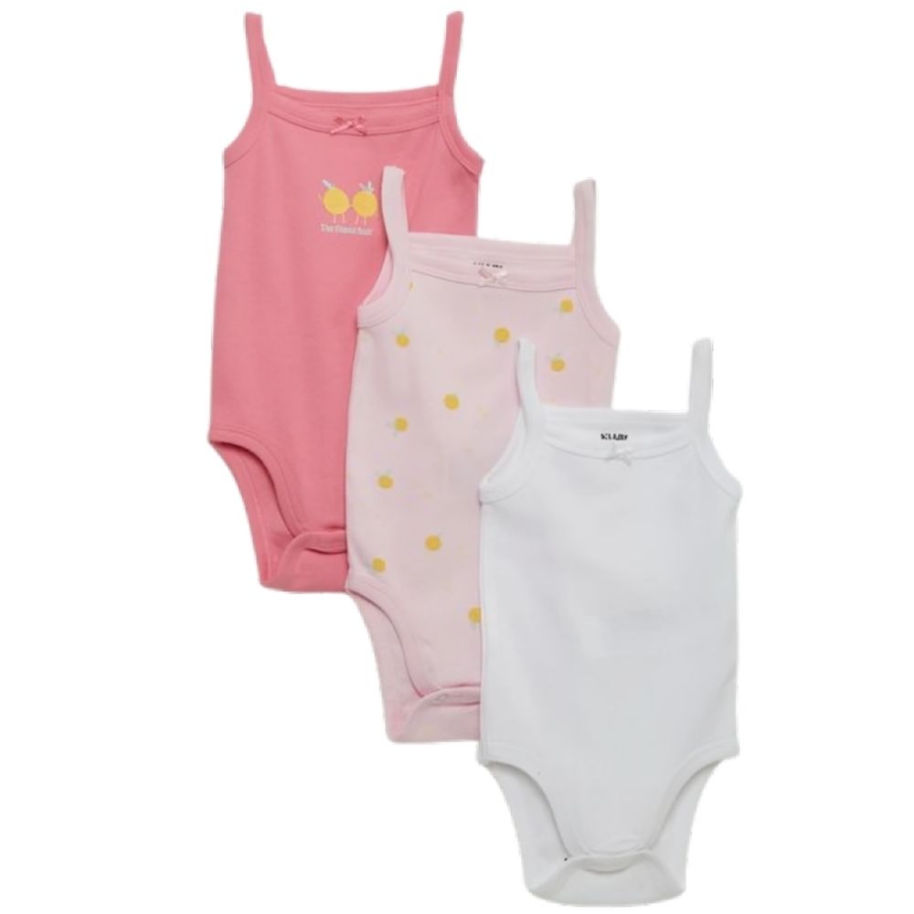 [729142] Lot 3 Bodies Manches Courtes Bébé Framboise