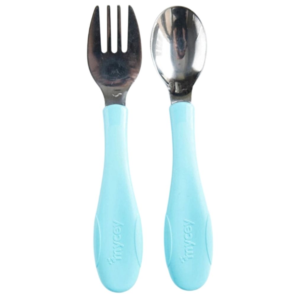 [714073] Ensemble de Couverts pour Bébé en Acier Inoxydable Mycey Bleu