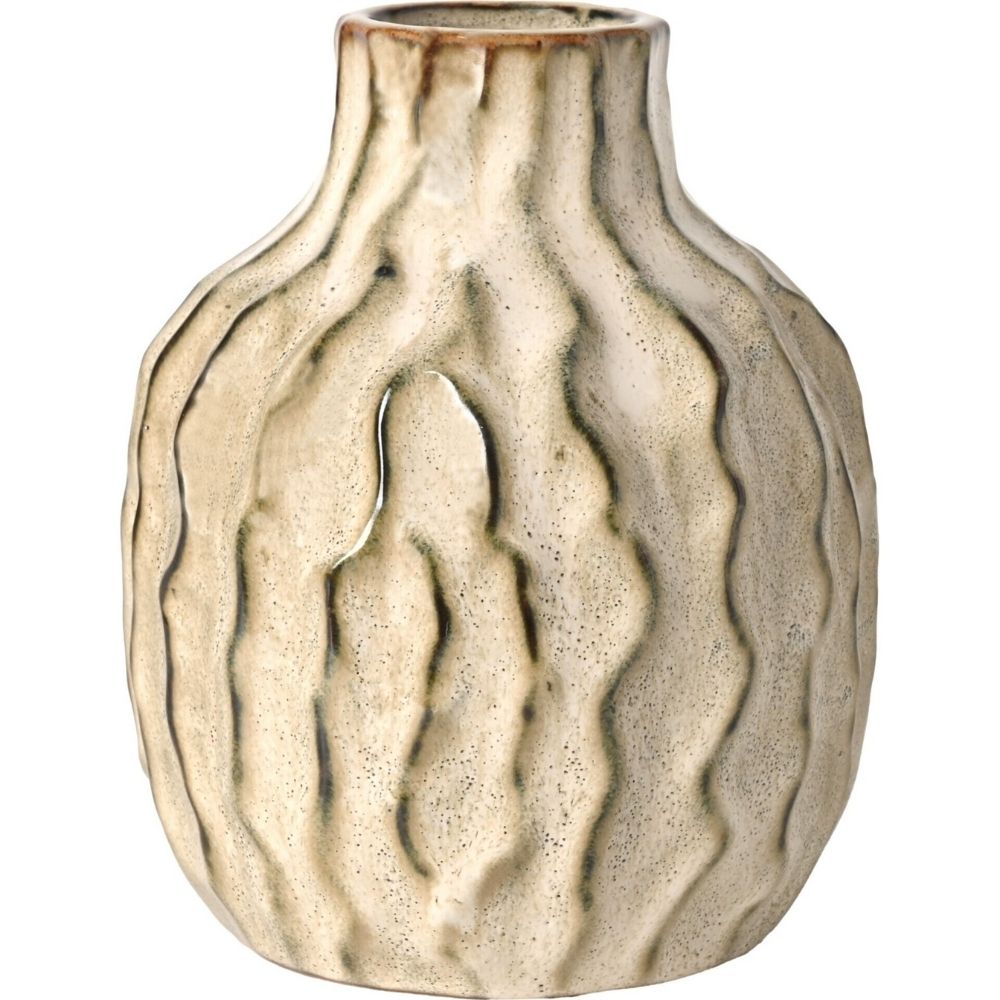[730668] Vase Kasa en Céramique Blanc Texture 19cm
