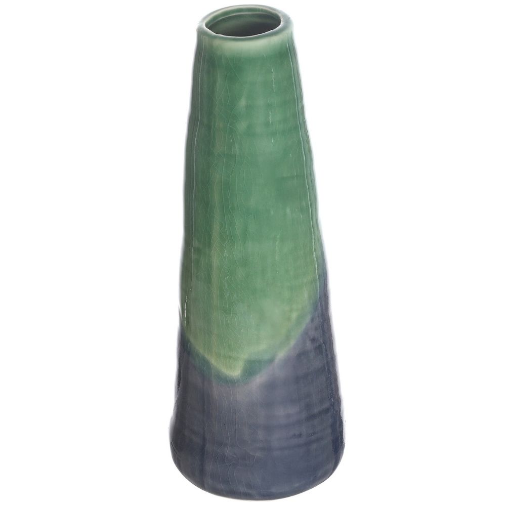 [730642] Vase Kasa en Céramique Conique Vert et Bleu 20cm