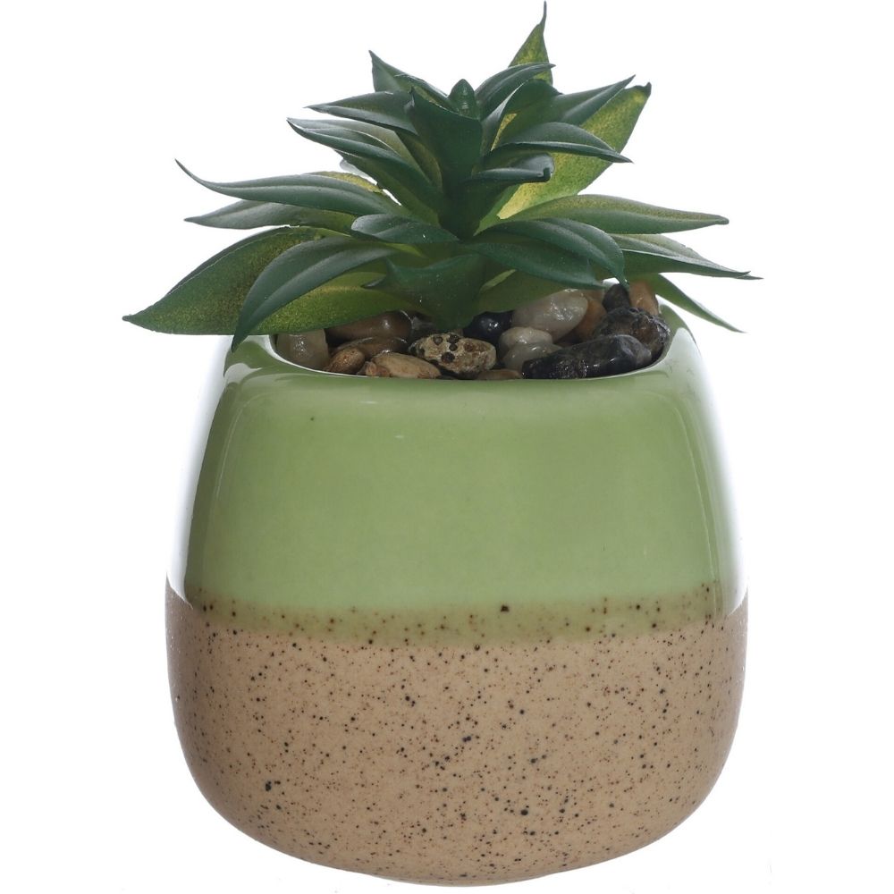[730727] Pot Vert Beige Plante Artificielle Kasa 9x6cm