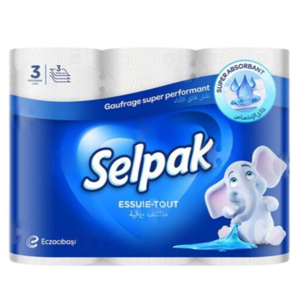 [692606] Essuie-Tout Absorbant Calories 3 Plis Selpak 3 Unités