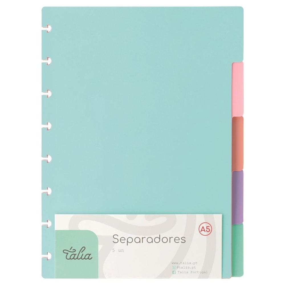 [718781] Intercalaires Carnet A5 5 Divisions Pastel 14,8x21 cm