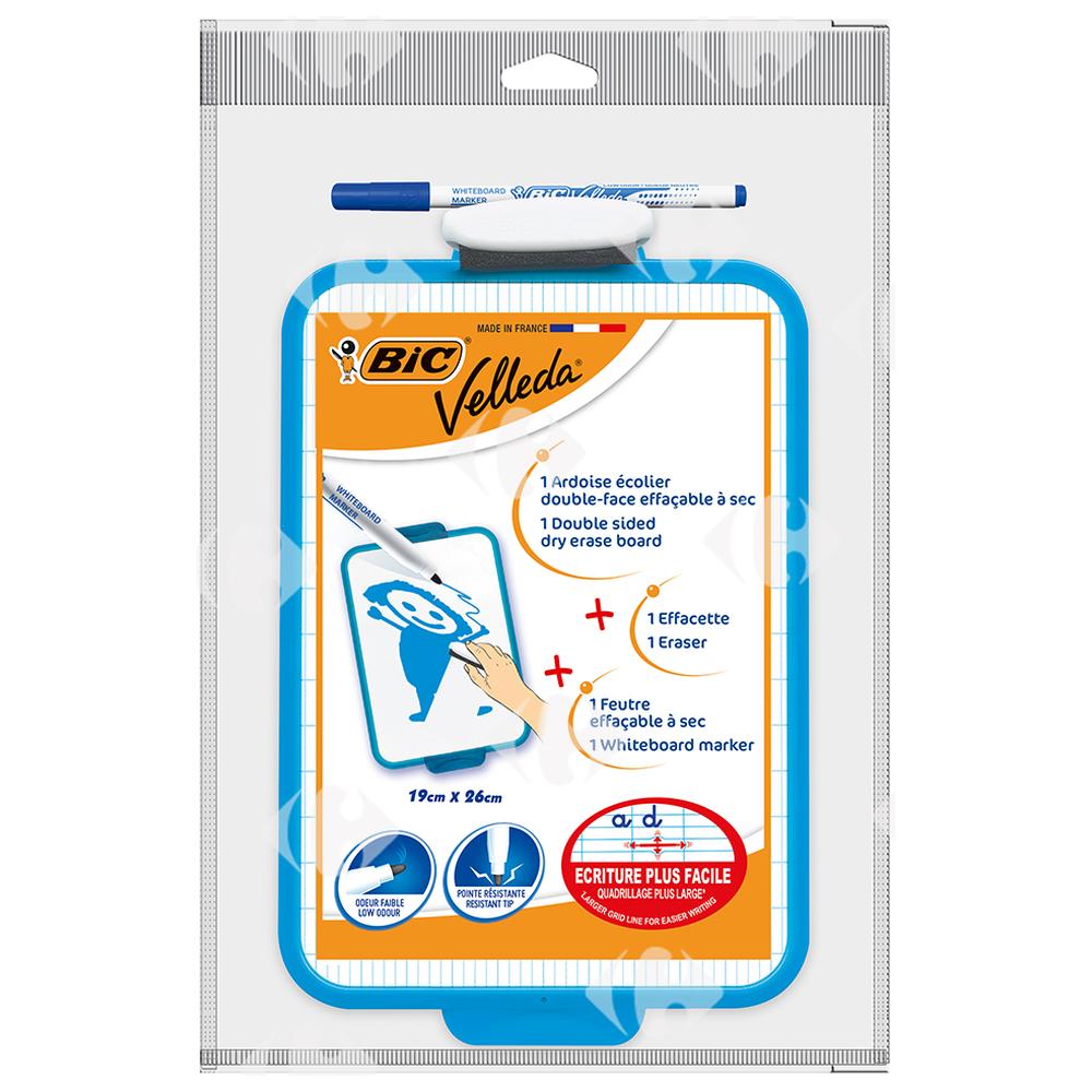 [57590] Ardoise Effaçable à Sec 19x26cm + 1 Feutre + 1 Effacette Bic Velleda