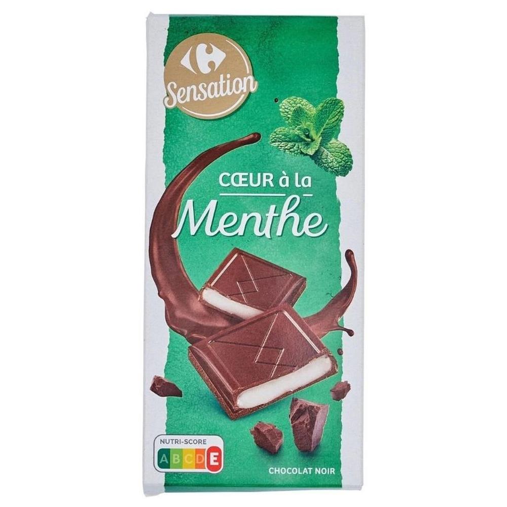 Tablette Chocolat Noir Coeur à la Menthe Carrefour Sensation 150g