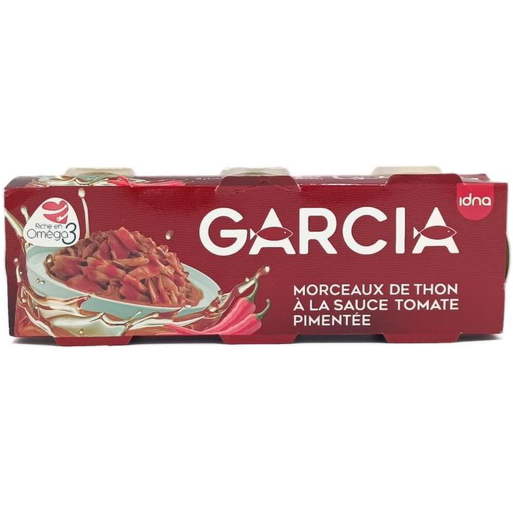 Tripack Thon Morceaux Sauce Tomate Pimentée Garcia 3x80g