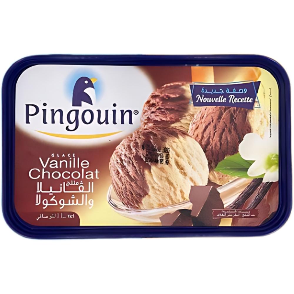 Crème Glacée Vanille Chocolat en Bac Pingouin 1L