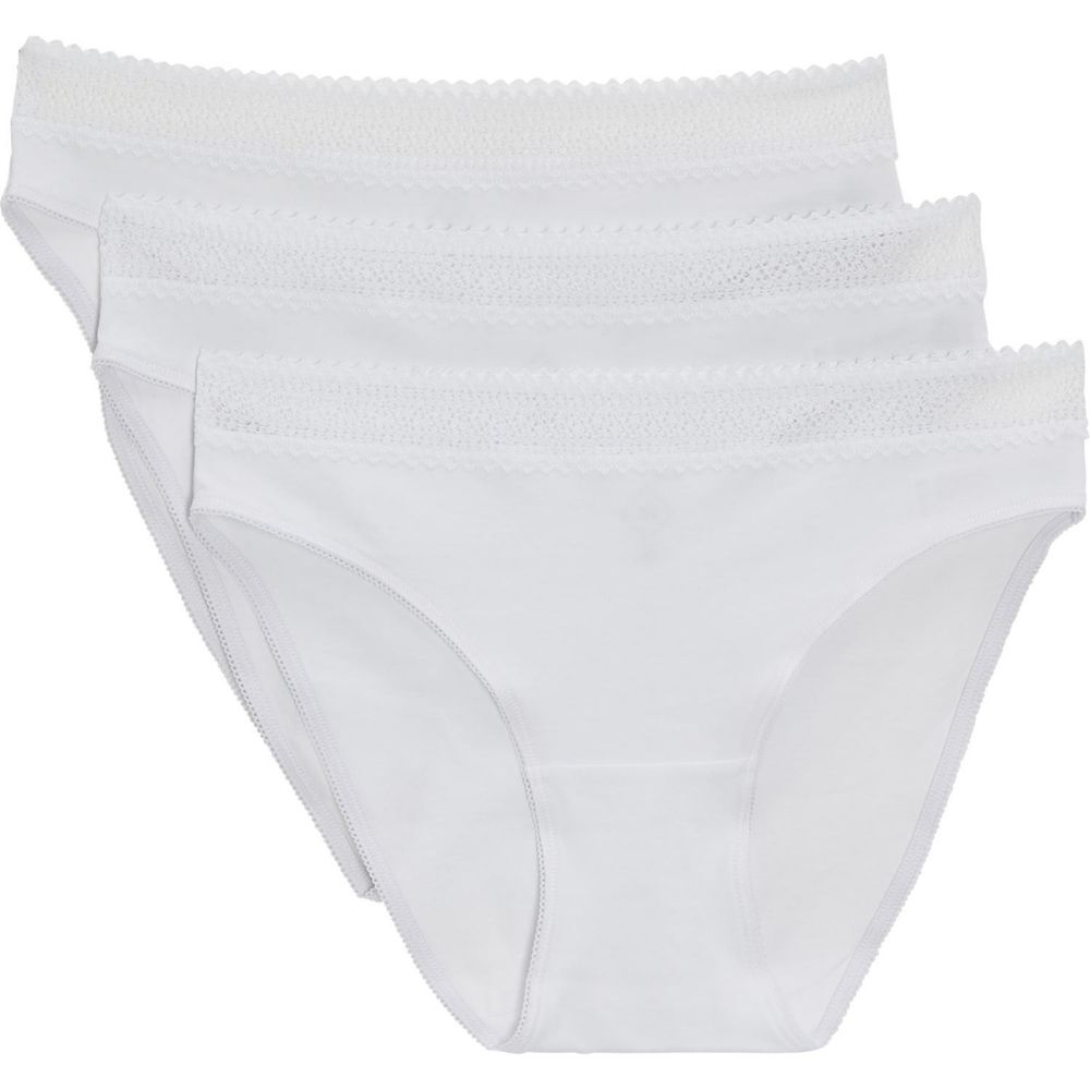 [711902] Lot 3 Slips Femme Avec Dentelle Unis Blanc