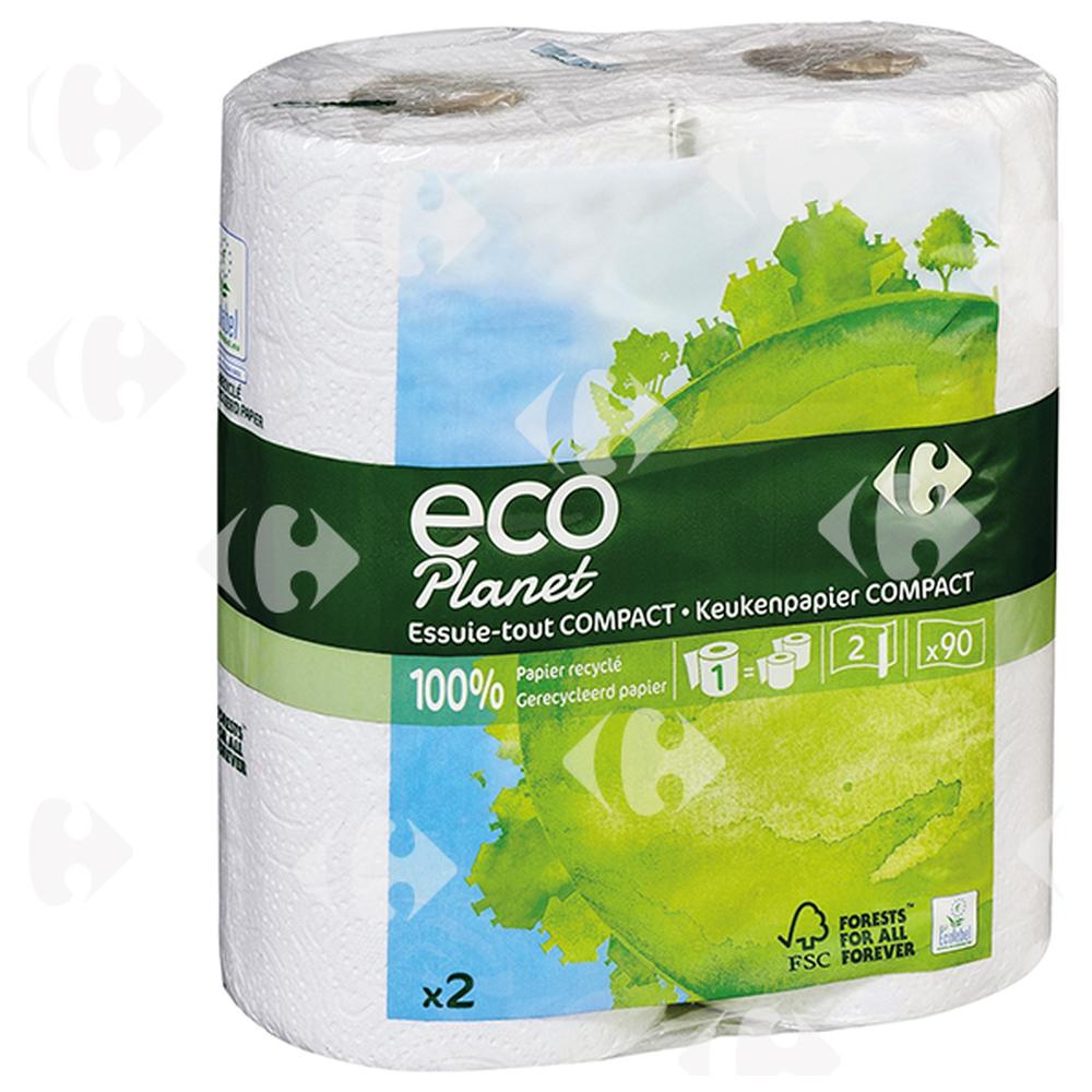 [209585] Essuie Tout Blanc Ecoplanet Carrefour 2 rouleaux