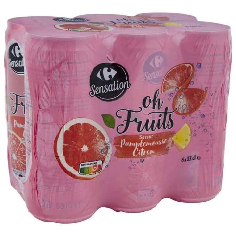 [691394] Boisson Gazeuse Pamplemousse Citron Carrefour 6x33cl.