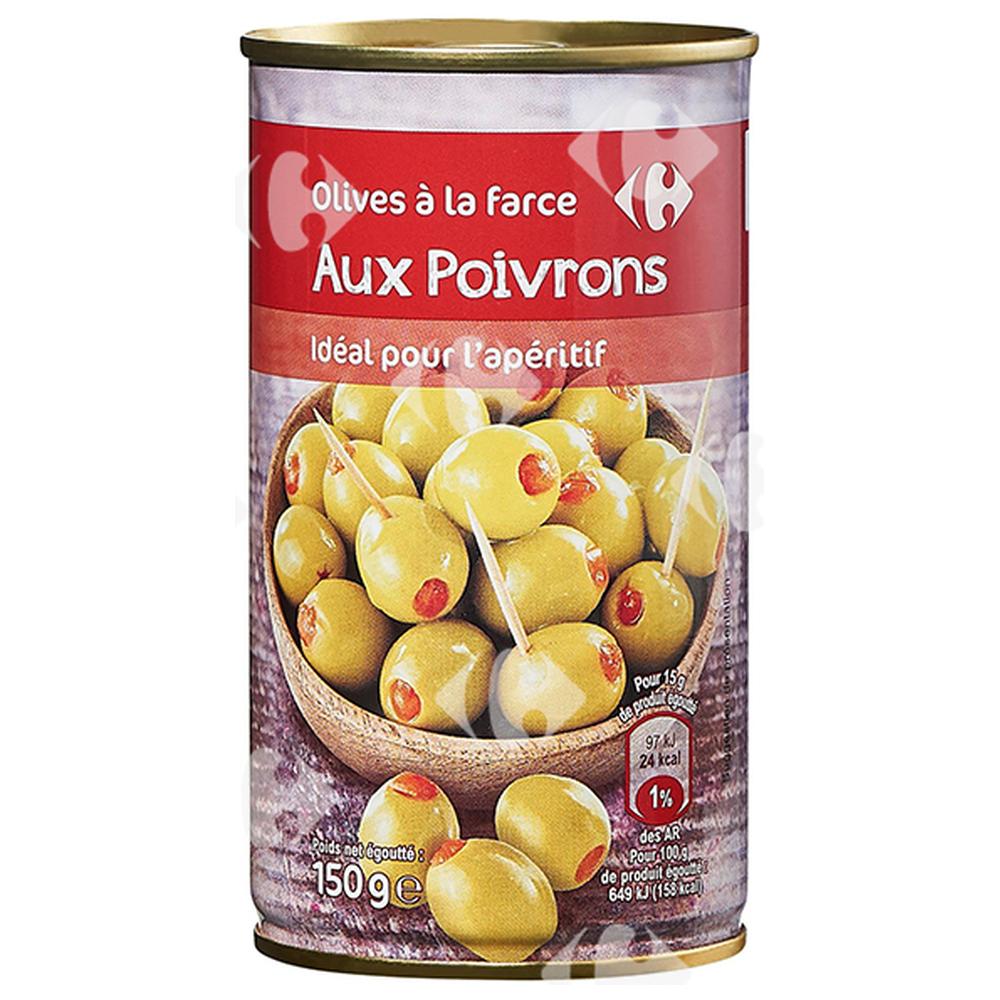 [637878] Conserve d'Olives Farcies aux Poivrons Carrefour 150g