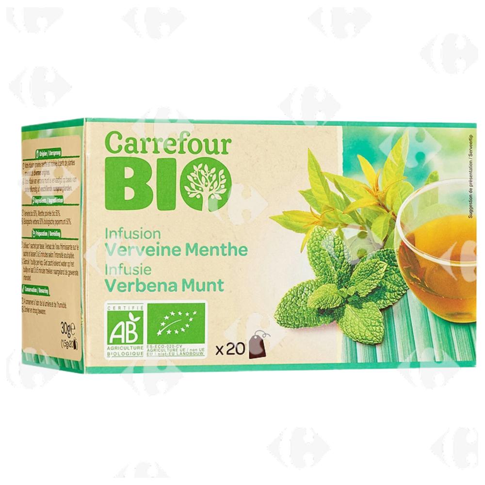 Infusion Verveine Menthe Carrefour Bio 20 unités