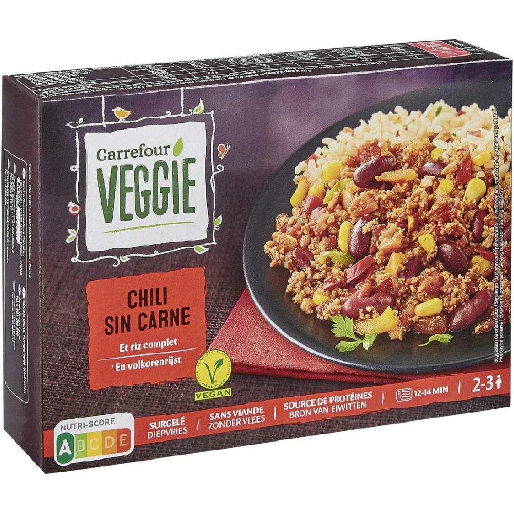 Chili Sin Carne Riz Complet Végétal Carrefour Veggie 600g