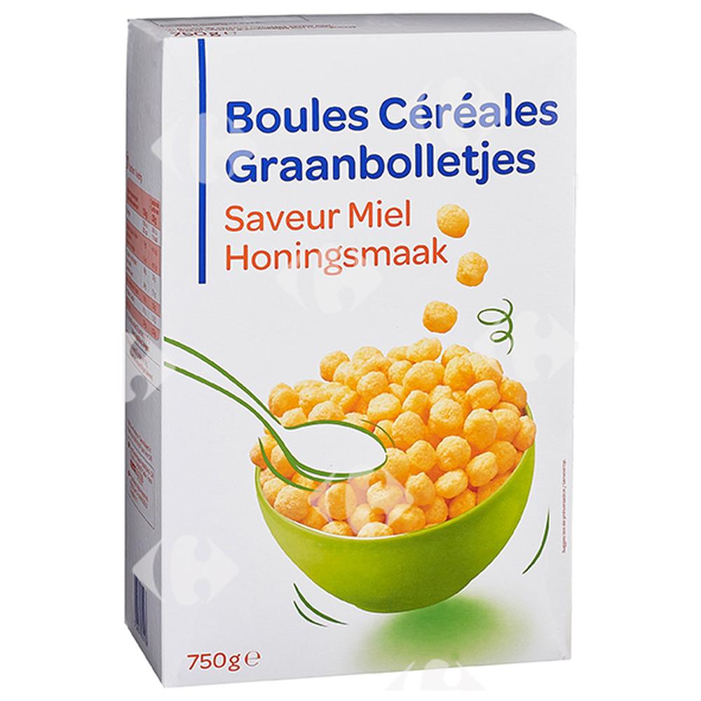 [644130] Céreales Boules Maïs et Miel Carrefour Blanc 750g