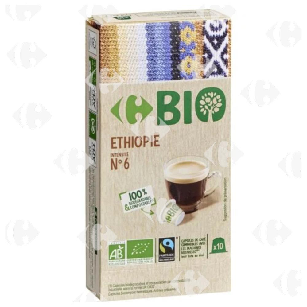 [657435] Café Capsules Bio Éthiopie N°6 Carrefour Bio 10 unités